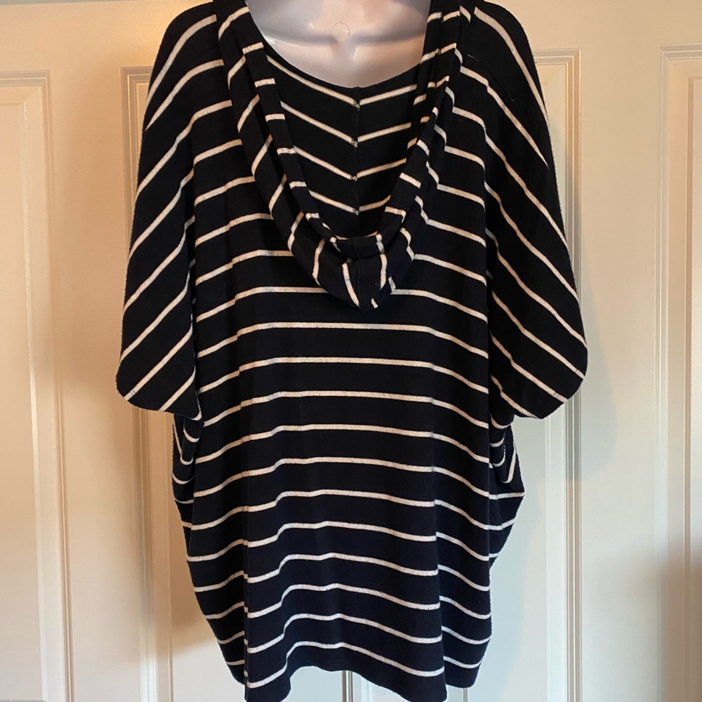 Navy and white striped beach pullover